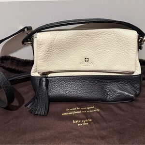 Kate Spade Black and Cream Textured Crossbody Bag